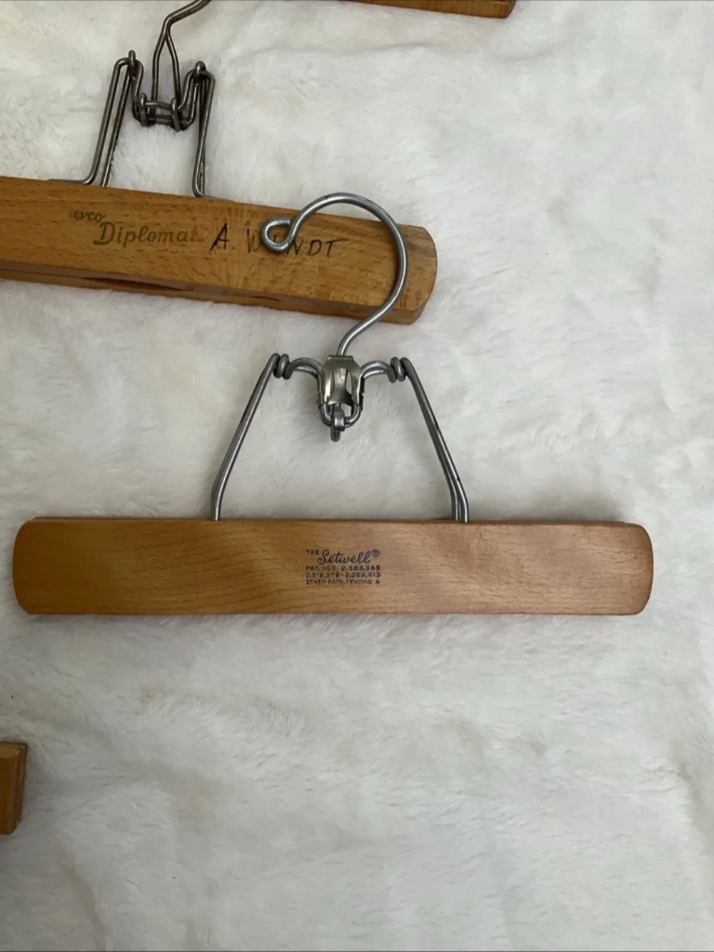 Lot of 8 Metal & Wooden Slack Skirt Pants Hangers Various Vintage Size & Brands
